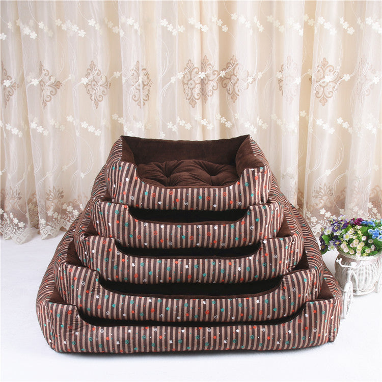 Lit Matelas pour Chien Chat 45cm - Coussin Confortable Motif Étoile Café