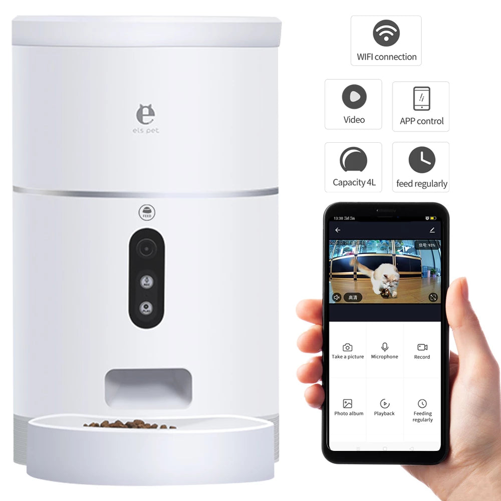 Distributeur Nourriture Automatique Chat Chien avec Caméra - Contrôle APP