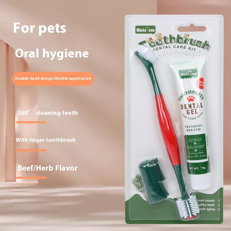 Ensemble Dentifrice et Brosse à Dents pour Chien Chat - Doigtier Nettoyage
