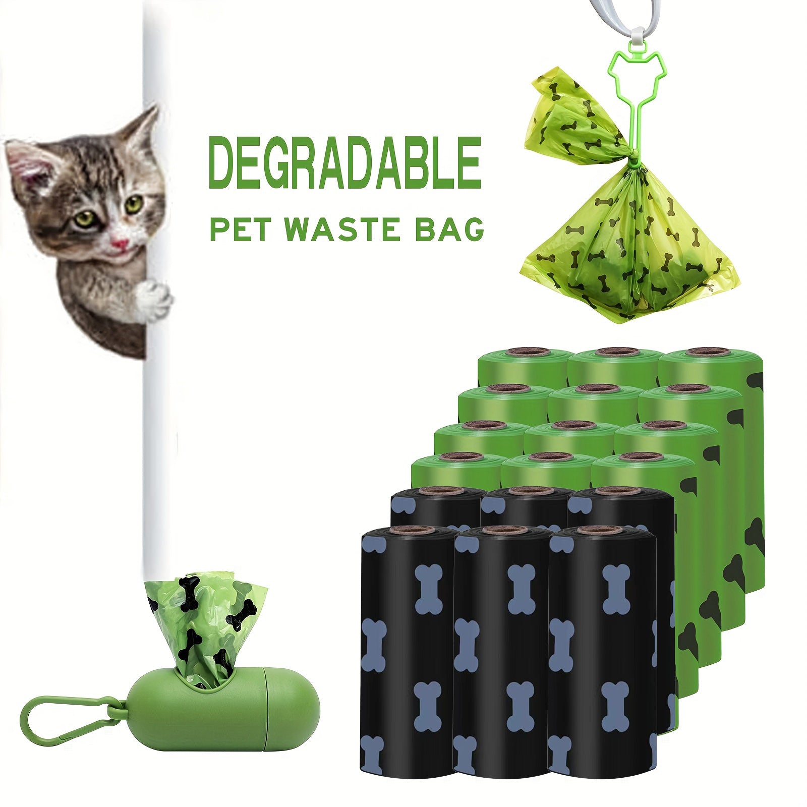 Sacs Biodégradables pour Déchets d'Animaux avec Distributeur - Épais & Anti-Fuite