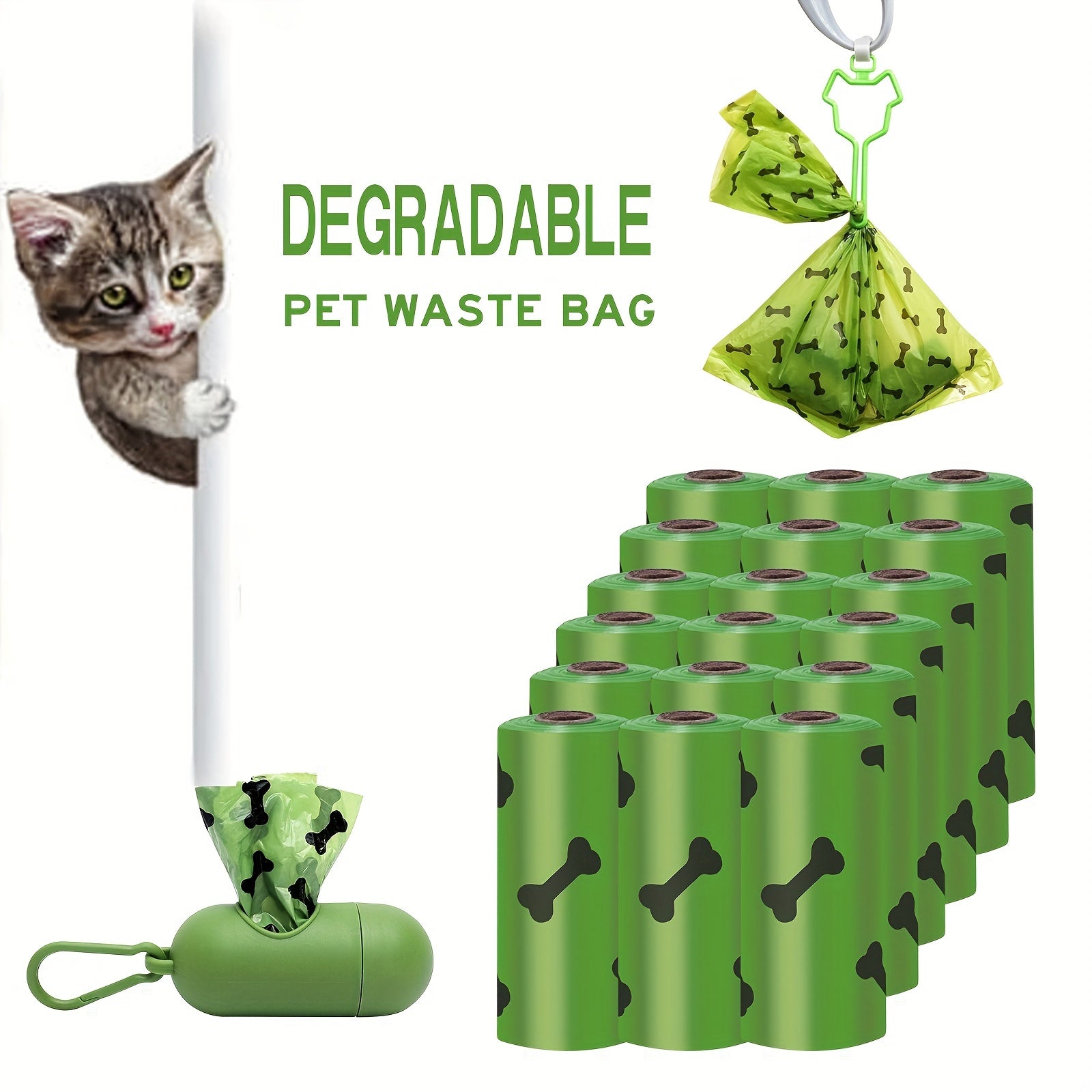 Sacs Biodégradables pour Déchets d'Animaux avec Distributeur - Épais & Anti-Fuite