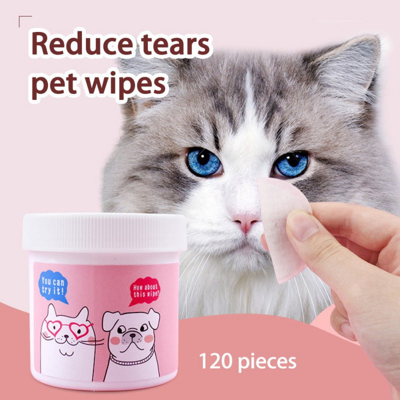 Lingettes Nettoyantes pour Yeux Chien Chat - Non-Tissées 120 Pièces