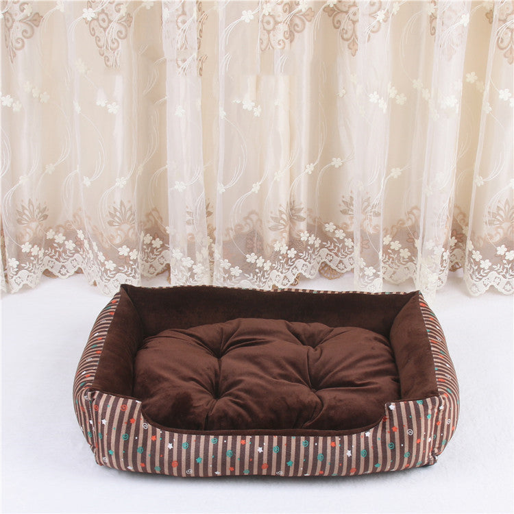 Lit Matelas pour Chien Chat 45cm - Coussin Confortable Motif Étoile Café