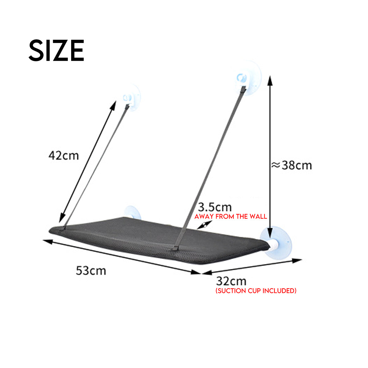 Hamac Fenêtre Chat avec Ventouses - Lit Suspendu Respirant 53x32cm
