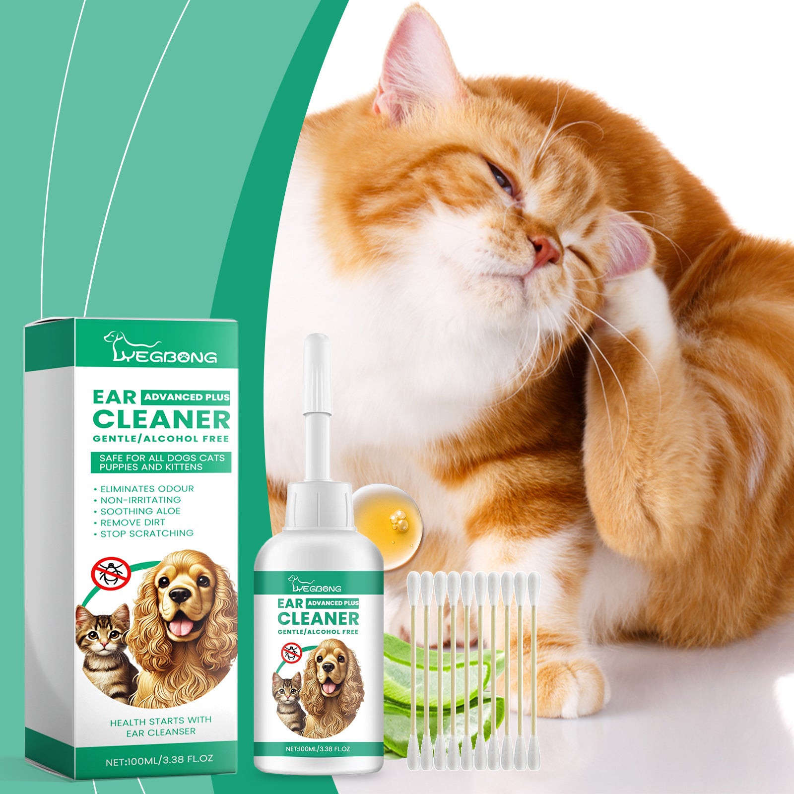 Solution Nettoyante Oreilles Chien Chat - Décontaminante et Purifiante