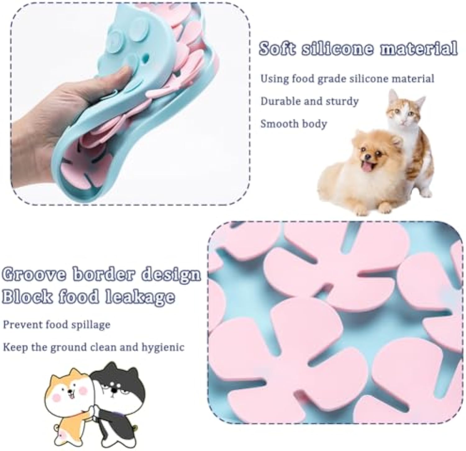 Gamelle Ralentisseur Silicone pour Chien - Tapis Léchage Anti-Anxiété avec Ventouse