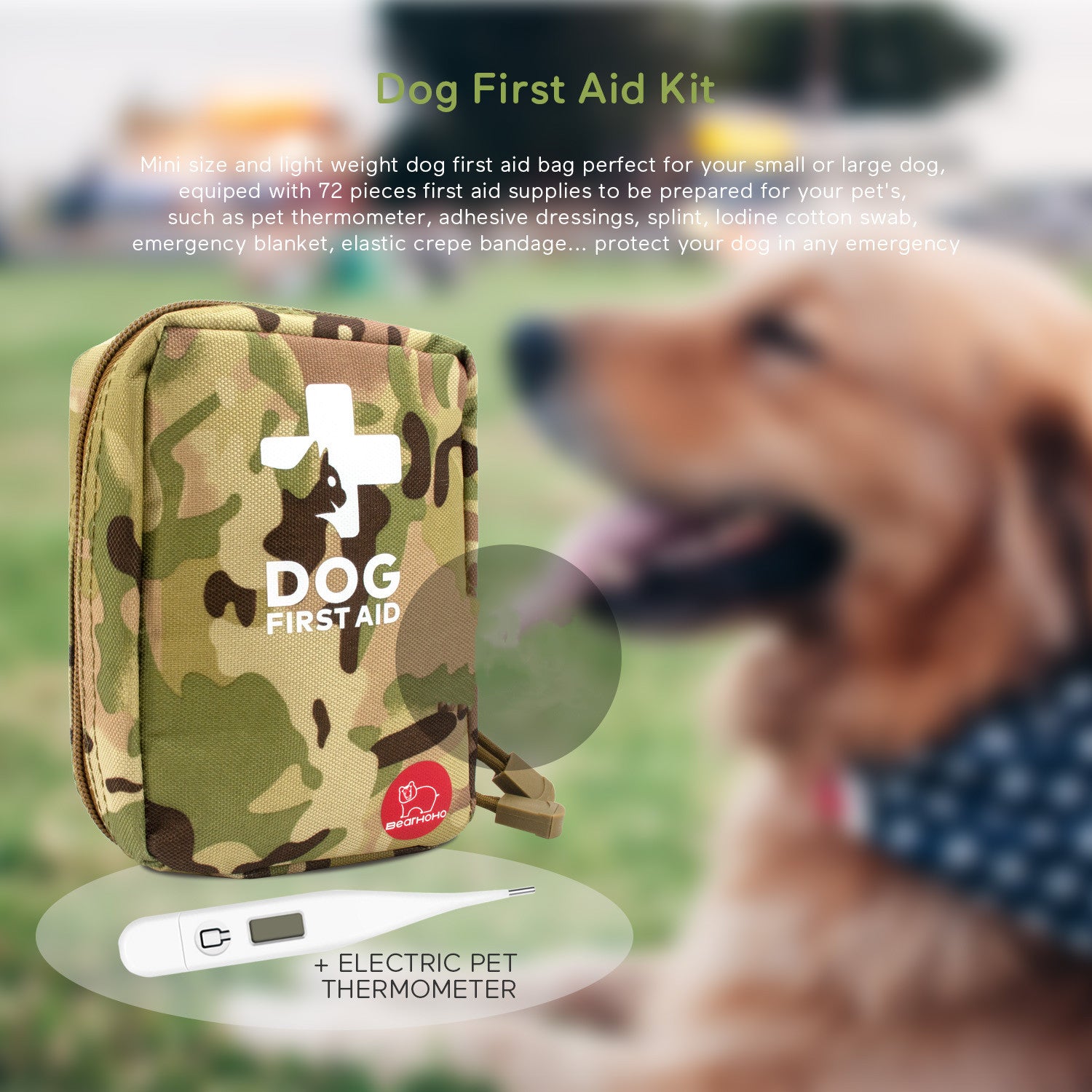 Trousse de Premiers Soins pour Chien - Camouflage Multifonctionnelle Extérieur