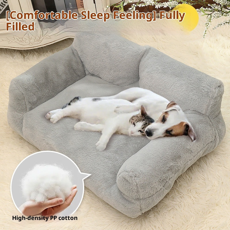 Grand Lit Sofa Peluche Lapin pour Animaux - Coussin Confortable Chien Chat