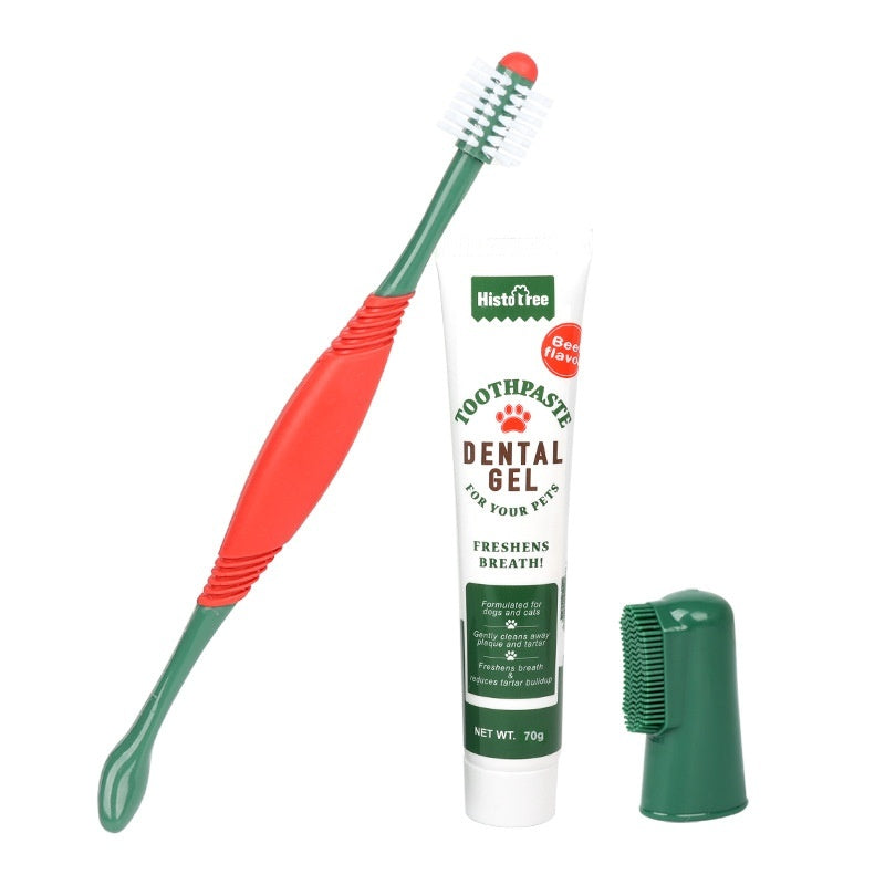 Ensemble Dentifrice et Brosse à Dents pour Chien Chat - Doigtier Nettoyage
