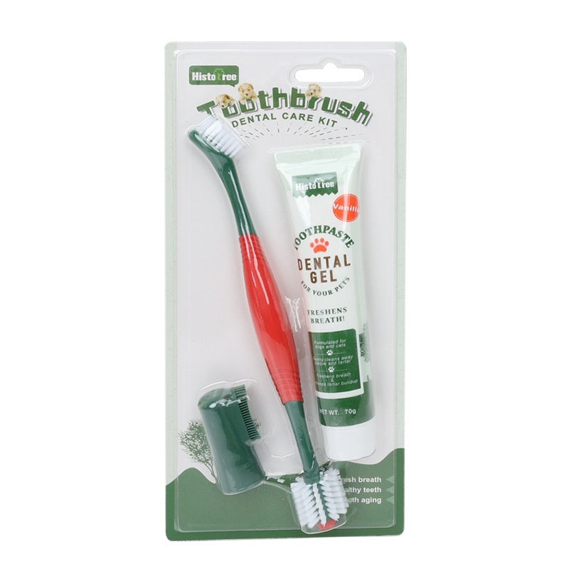 Ensemble Dentifrice et Brosse à Dents pour Chien Chat - Doigtier Nettoyage
