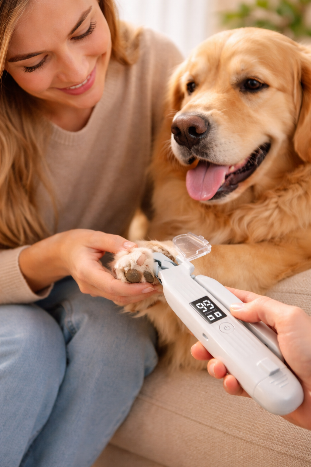 Utilisation du coupe-ongles LED sur un chien