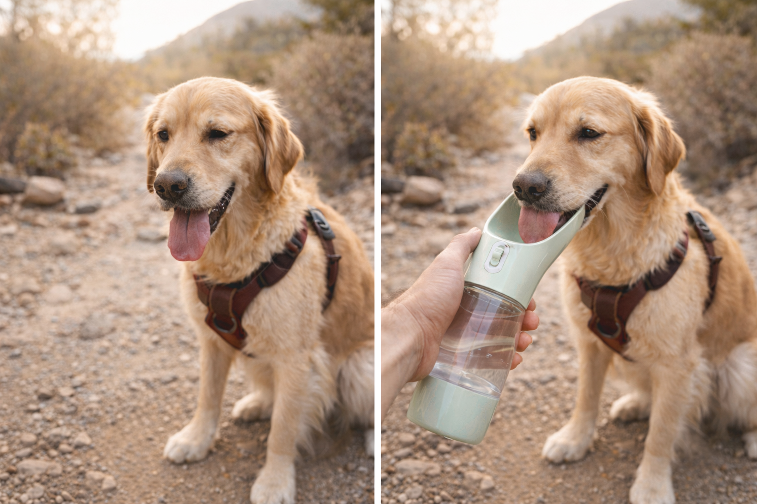 Bouteille d'Eau Portable pour Chien avec Bol - Voyage & Randonnée