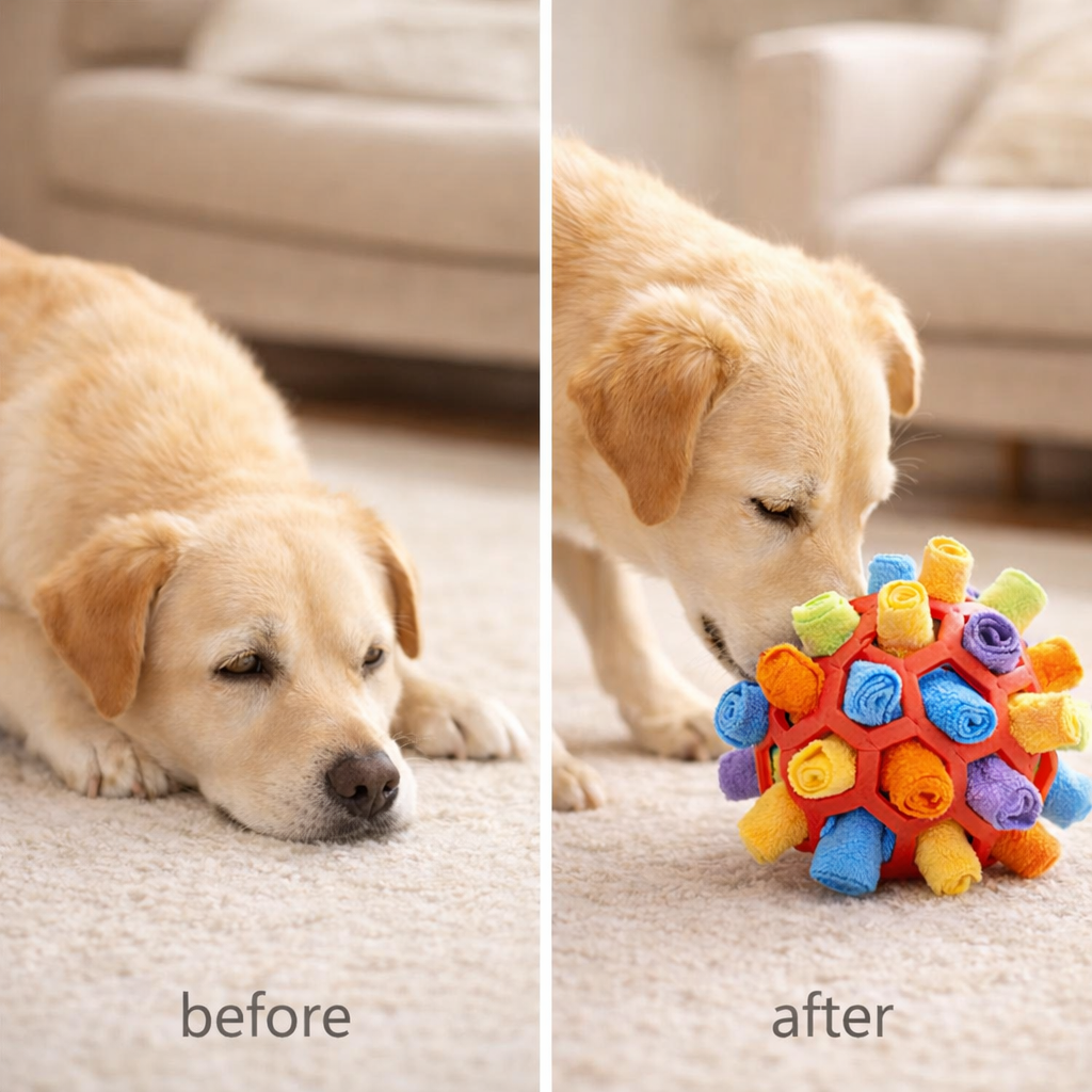 Balle Puzzle Reniflement pour Chien - Jouet Enrichissement Canin Tapis Olfactif