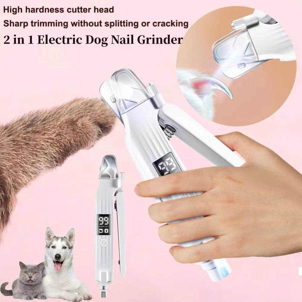 Coupe-ongles électrique 2-en-1 avec LED pour chien et chat