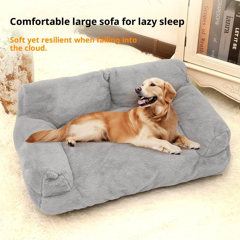 Grand Lit Sofa Peluche Lapin pour Animaux - Coussin Confortable Chien Chat